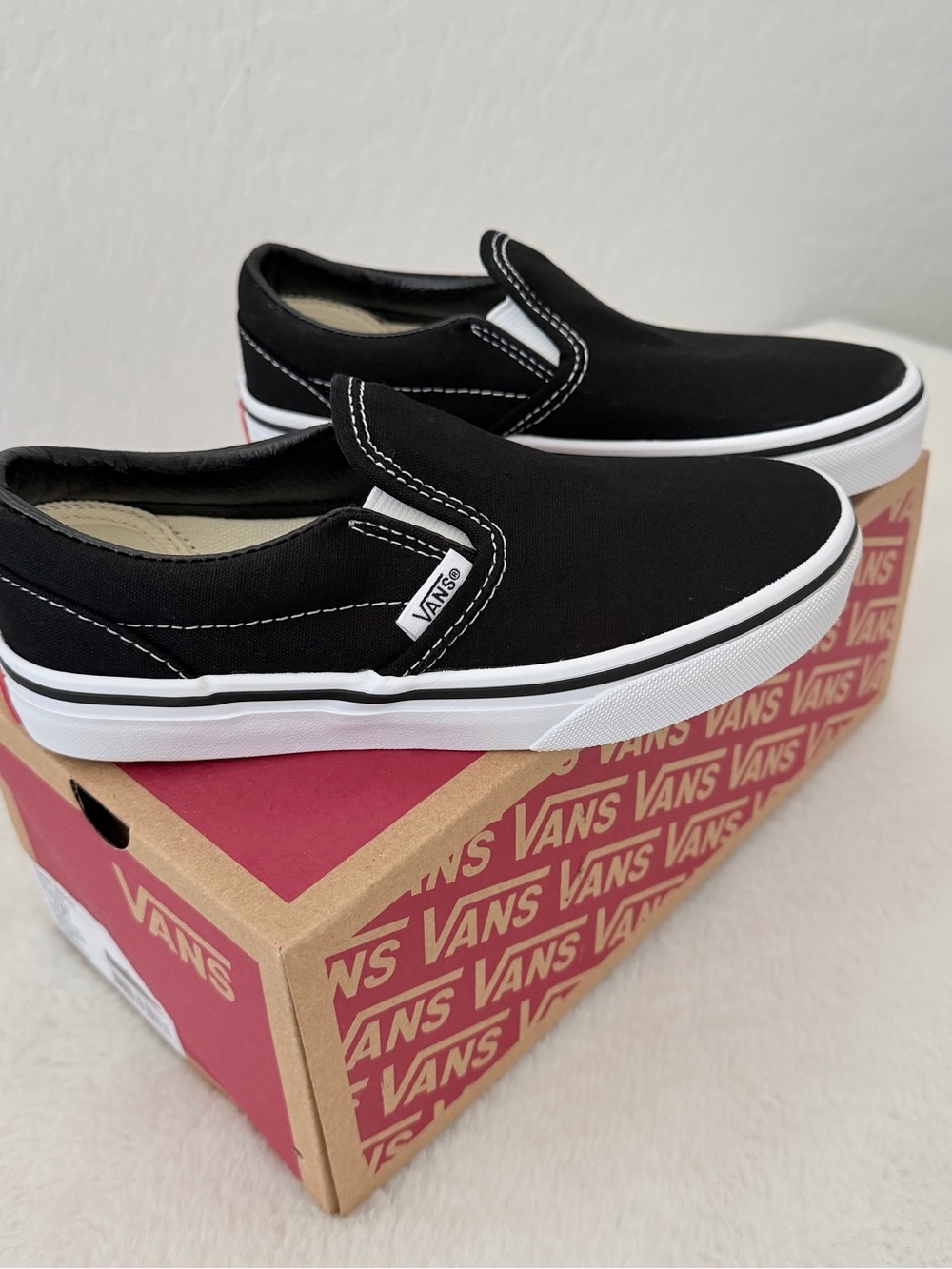 Vans Kids Black & White Classic Slip-On Sneakers - Picture 2 of 7